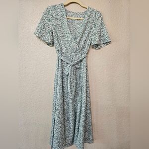 Floral Wrap Dress in Green